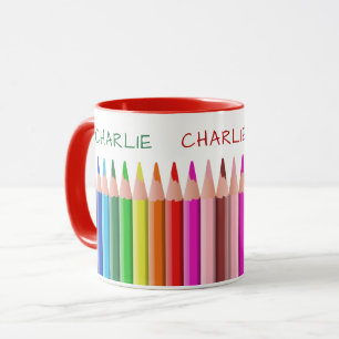 Colouring Pencils custom name kids' mugs