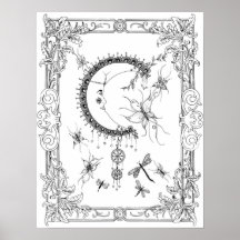 Colouring Poster "MrsDee's Fly Me To The Moon Art"