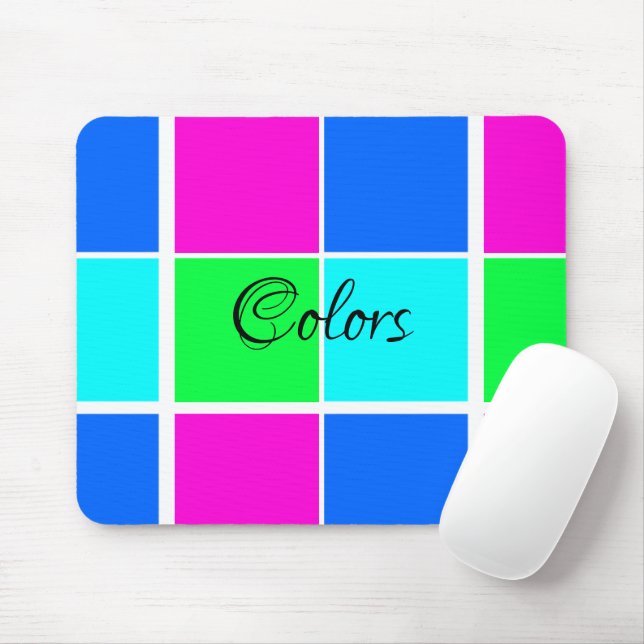 Colours Blue Pink Green  Mouse Pad! Pad (With Mouse)
