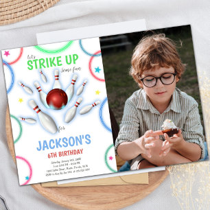 Colours Bowling Invitations d'anniversaire avec ph