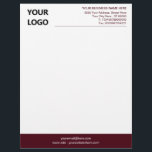 Colours Design Your Logo Business Office Letterhea Letterhead<br><div class="desc">Your Colours and Font - Custom Simple Personalized Modern Design Business Office Letterhead with Logo - Add Your Logo - Image / Business Name - Company / Address - Contact Information - Resize and move or remove and add elements / image with customization tool. Choose Your Elemant and Text Colours...</div>