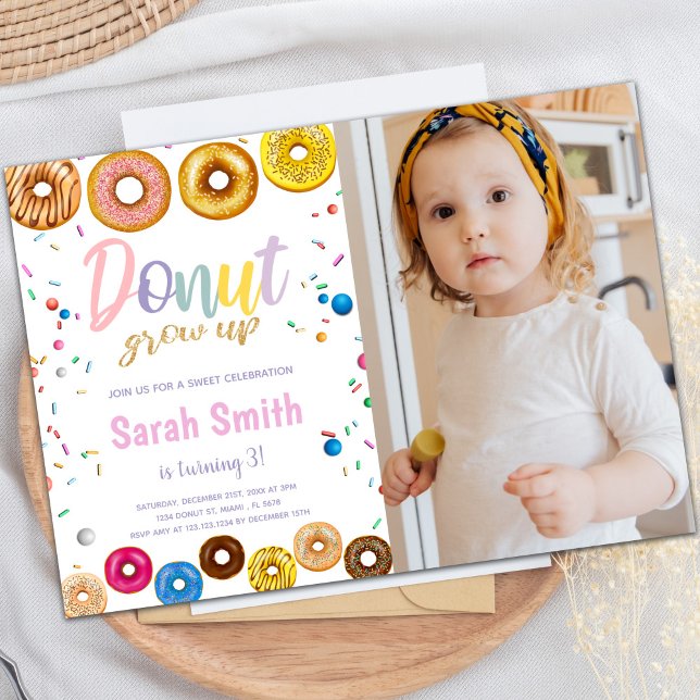 Colours Doughnut Birthday Invitations with photo (Colors Donut Birthday Invitations with photo)