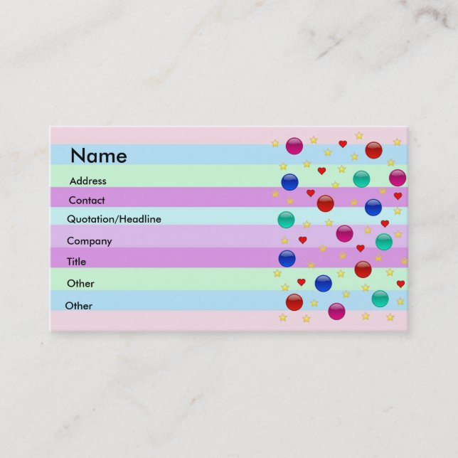 Colours Fantasy Business Card (Front)