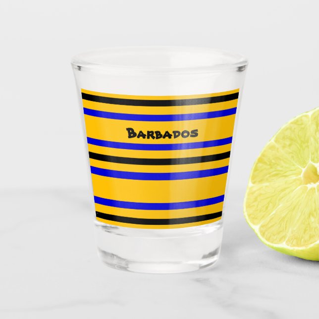 Colours of Barbados Flag Shot Glass (Front)