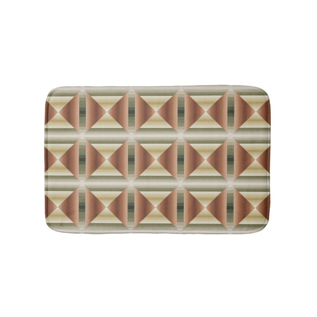 Colours Of Brown, Green And Tan Striped Pattern Ar Bath Mat (Front)