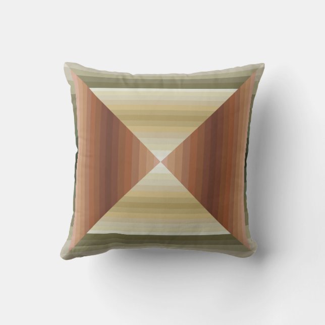 Colours Of Brown, Green And Tan Striped Pattern Ar Throw Pillow (Back)