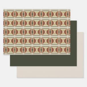 Colours Of Brown, Green And Tan Striped Pattern Ar Wrapping Paper Sheet