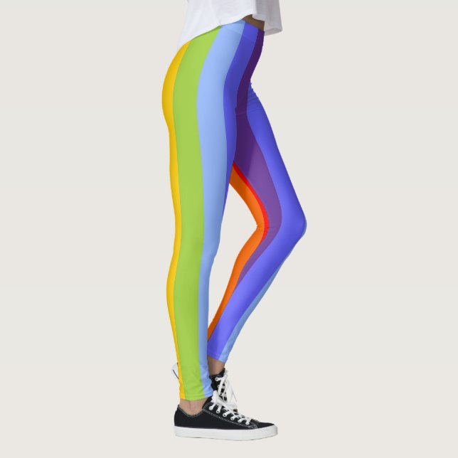 Colours of Chakras / Rainbow - wide solid stripes Leggings (Right)