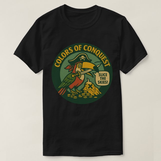 Colours Of Conquest Pirate Toucan T-Shirt (Design Front)
