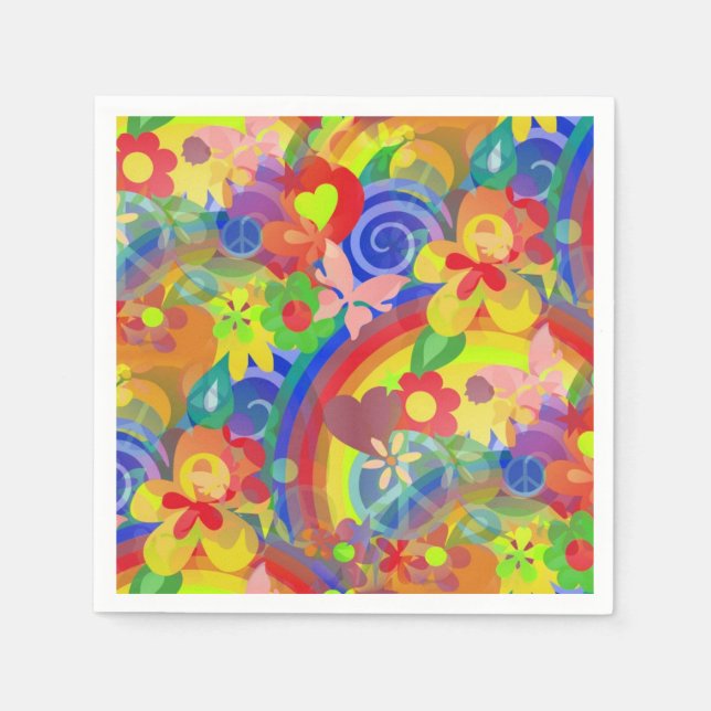 Colours of Flower Power + your Ideas Napkin (Front)