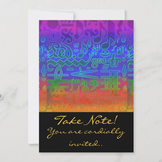 Colours of Music Musical Symbols Invitation (Front)