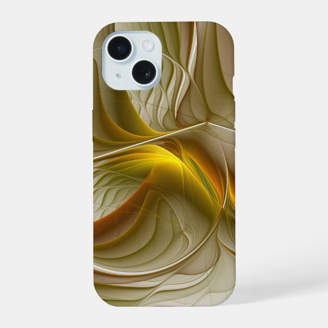 Colours of Precious Metals, Abstract Fractal Art iPhone 15 Case (Back)