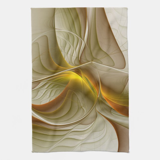 Colours of Precious Metals, Abstract Fractal Art Kitchen Towel (Vertical)