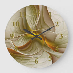 Colours of Precious Metals, Abstract Fractal Art Large Clock