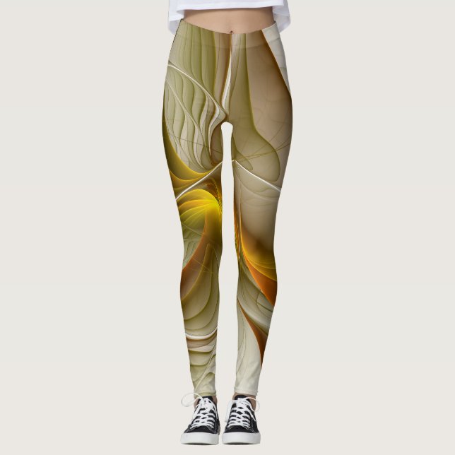 Colours of Precious Metals, Abstract Fractal Art Leggings (Front)