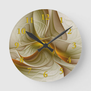 Colours of Precious Metals, Abstract Fractal Art Round Clock
