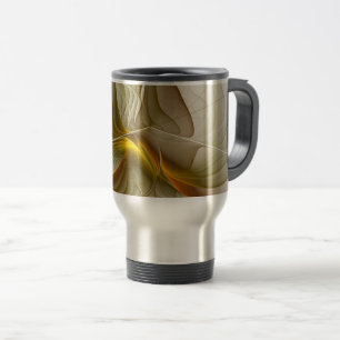 Colours of Precious Metals, Abstract Fractal Art Travel Mug