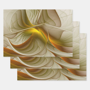 Colours of Precious Metals, Abstract Fractal Art Wrapping Paper Sheet