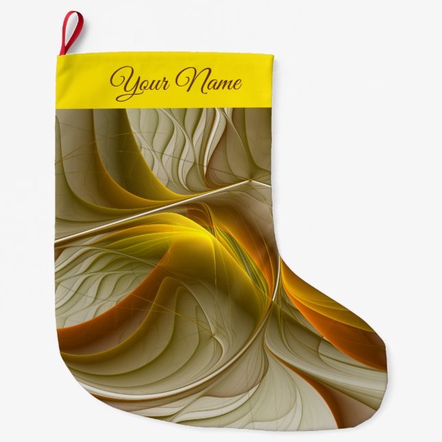 Colours of Precious Metals, Abstract Fractal Name Large Christmas Stocking (Front)