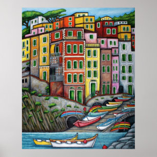 Colours of Riomaggiore, Cinque Terre Poster