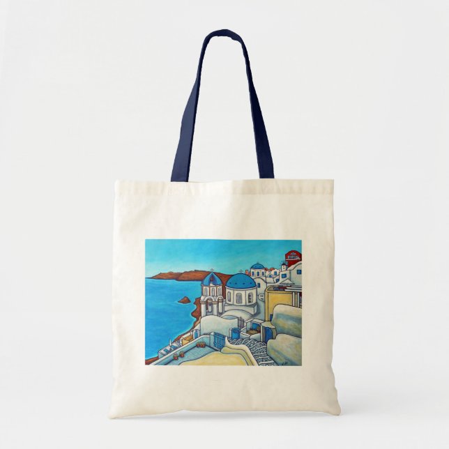 Colours of Santorini Tote Bag by Lisa Lorenz (Front)