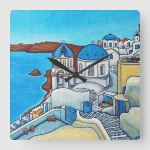Colours of Santorini Wall Clock