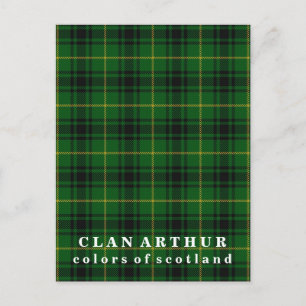 Colours of Scotland Clan Arthur Tartan Postcard