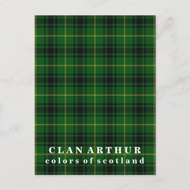 Colours of Scotland Clan Arthur Tartan Postcard (Front)