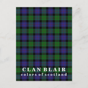 Colours of Scotland Clan Blair Tartan Postcard