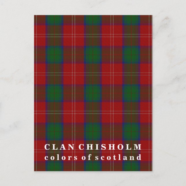 Colours of Scotland Clan Chisholm Tartan Postcard (Front)