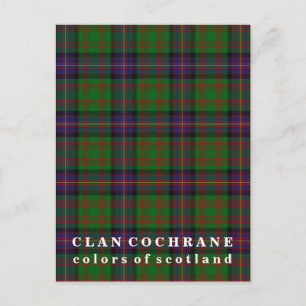 Colours of Scotland Clan Cochrane Tartan Postcard