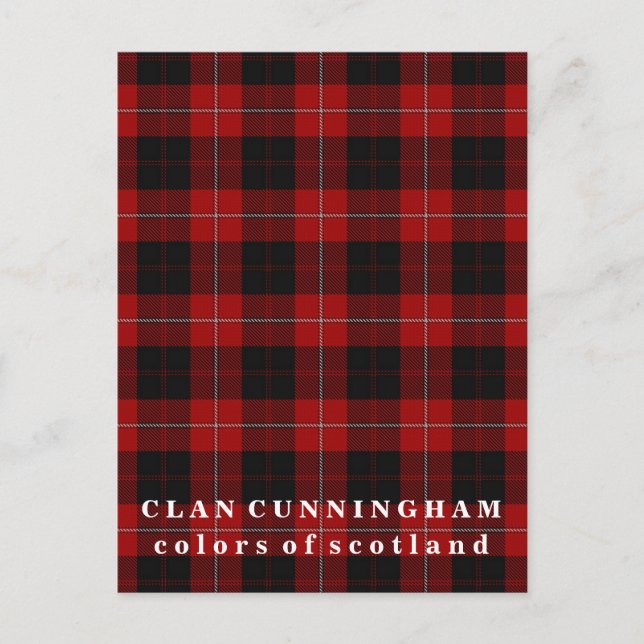 Colours of Scotland Clan Cunningham Tartan Postcard (Front)