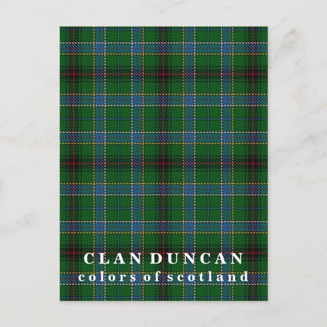 Colours of Scotland Clan Duncan Tartan Postcard (Front)