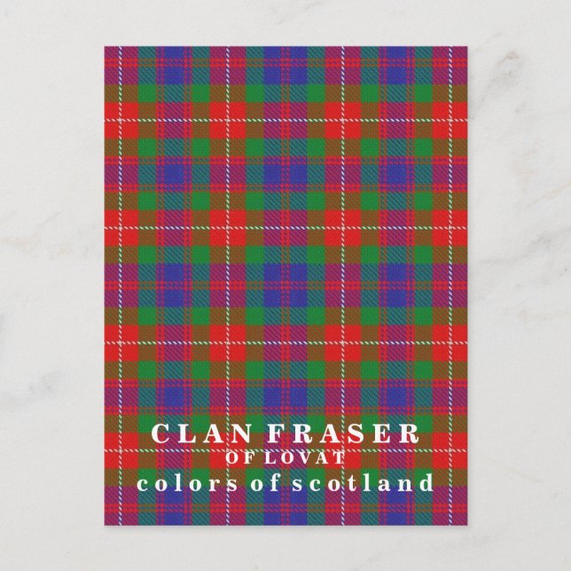 Colours of Scotland Clan Fraser of Lovat Tartan Postcard (Front)
