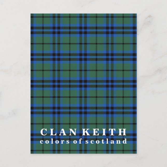Colours of Scotland Clan Keith Tartan Postcard (Front)