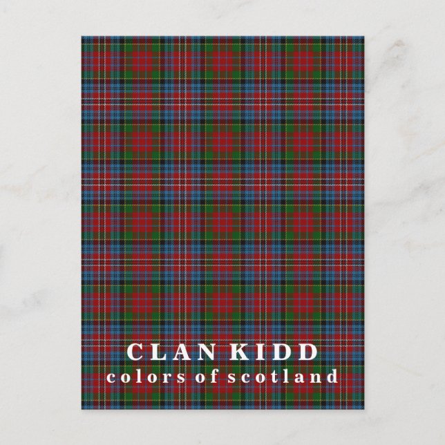 Colours of Scotland Clan Kidd Tartan Postcard (Front)