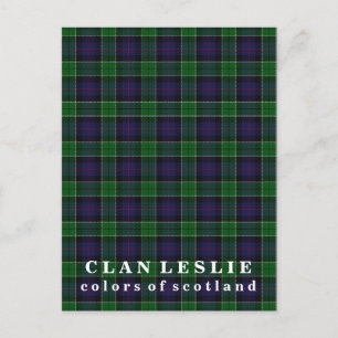 Colours of Scotland Clan Leslie Tartan Postcard