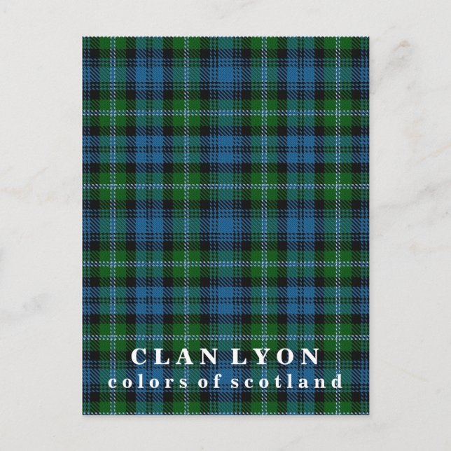 Colours of Scotland Clan Lyon Tartan Postcard (Front)