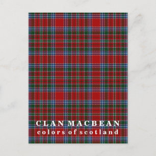 Colours of Scotland Clan MacBean Tartan Postcard