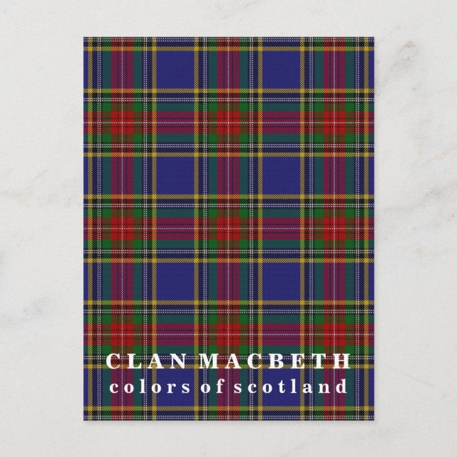 Colours of Scotland Clan MacBeth Tartan Postcard (Front)