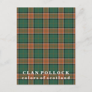 Colours of Scotland Clan Pollock Tartan Postcard