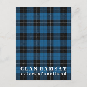 Colours of Scotland Clan Ramsay Blue Hunting Tarta Postcard