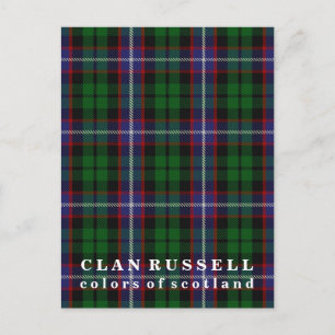 Colours of Scotland Clan Russell Tartan Postcard