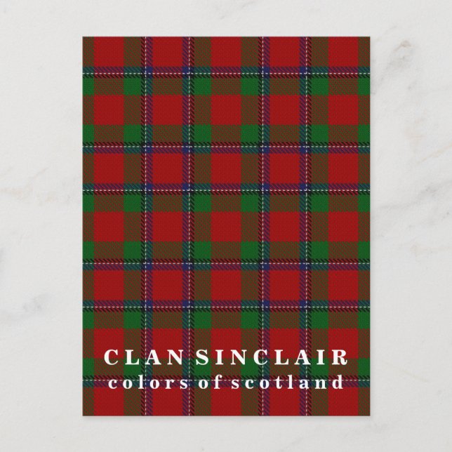 Colours of Scotland Clan Sinclair Tartan Postcard (Front)