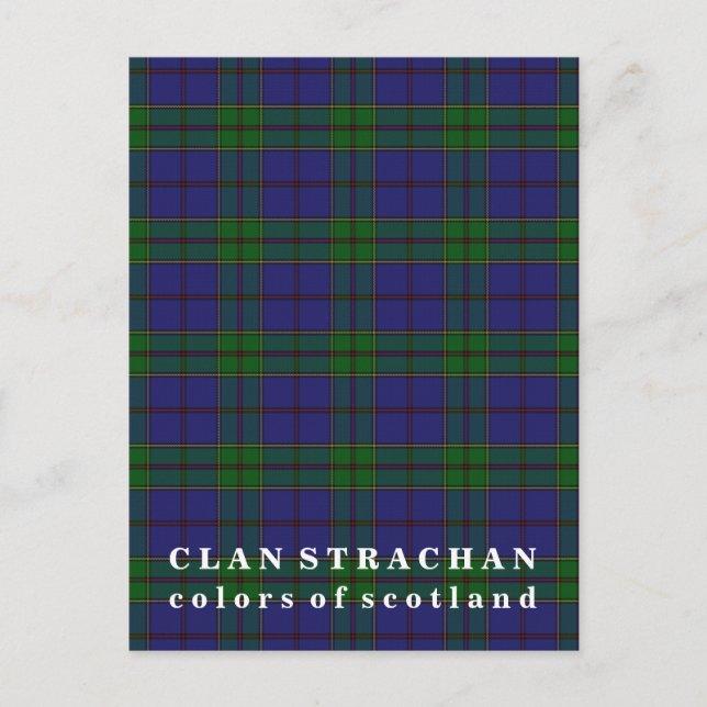Colours of Scotland Clan Strachan Tartan Postcard (Front)