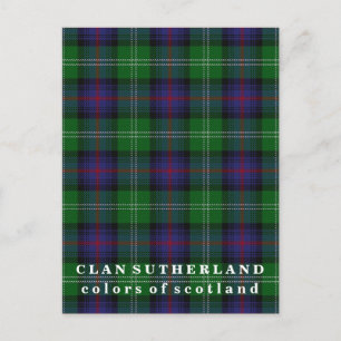 Colours of Scotland Clan Sutherland Tartan Postcard