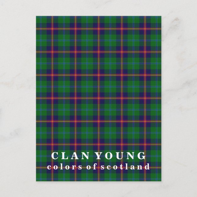 Colours of Scotland Clan Young Tartan Postcard (Front)