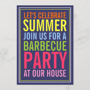 Colours of Summer Bold BBQ Party Invitation