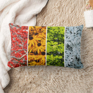 Colours of the Changing Seasons Quadriptych Lumbar Pillow