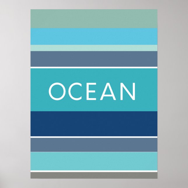 Colours of the Ocean Waves Modern Abstract Art Poster (Front)